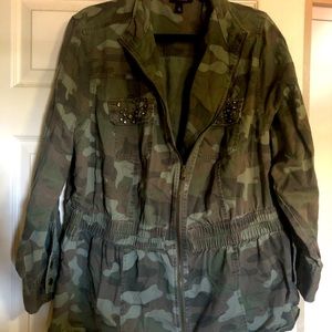 Torrid camo studded and bedazzled jacket